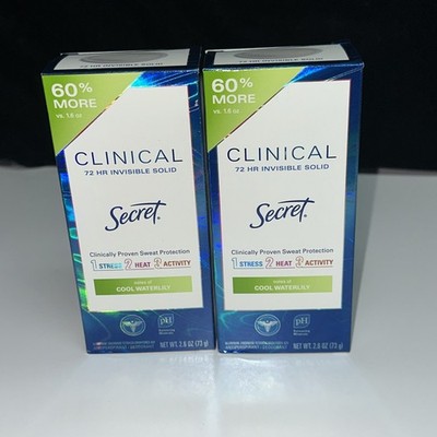 2 PACK--Secret Clinical Strength COOL WATERLILY Invisible Solid Deodorant NEW