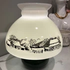Currier & Ives Hurricane White Milk glass Lamp Shade Replacement Vtg