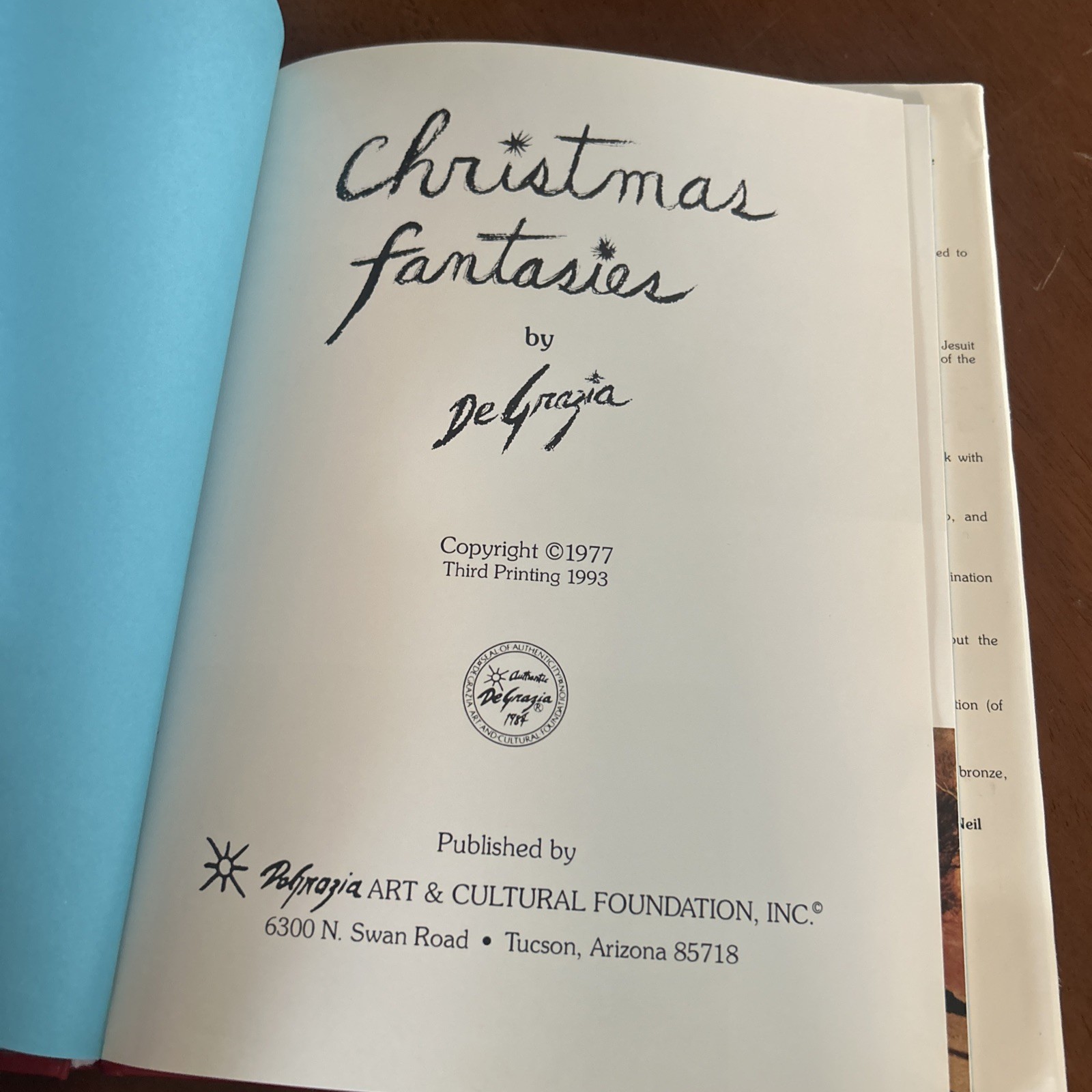 CHRISTMAS FANTASIES by De Grazia. 1st Ed HCDJ VG+