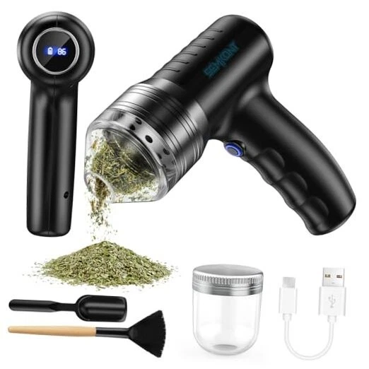 Electric Herb Grinder – USB Rechargeable Automatic Grinder with Digital Black