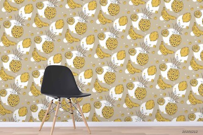 3D Pineapple Banana Lemon  Pattern Wallpaper Wall Murals Removable Wallpaper