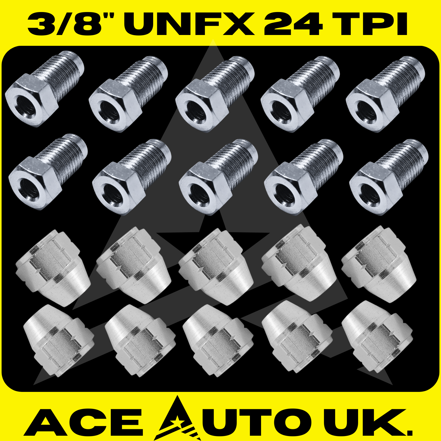 CLASSIC CAR Brake Pipe Fittings SET 3/8'' UNF x 24 TPI 10X Male + 10X