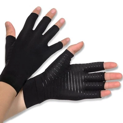 SWIFT WEAR Anti Arthritis Fingerless Copper Compression Gloves Hand Support Pain Relief UK