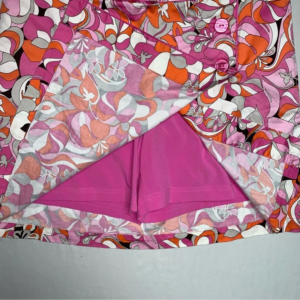 Women's Pink Retro Floral Golf Tennis Skort Skirt Activewear Sport 10