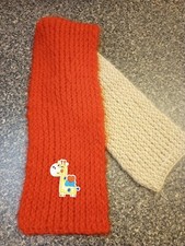 Little Boy's Red and Tan Two Toned Scarf with a Cartoon Llama Patch