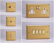 Varilight Classic Brushed Brass Range - White Plastic Inserts & Brass Switches