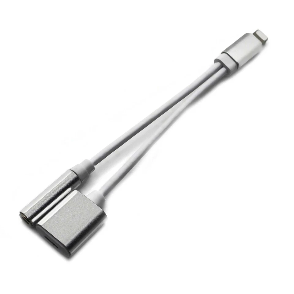 2 in 1 Dual Adapter 3.5mm Headphone & Charger For iPhone 8 PLUS X XS XR 11 12 13 - Image 4 of 4