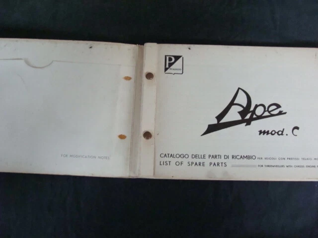 Ape AC 2 Piaggio catalogo parti di ricambio - Immagine 2 di 4