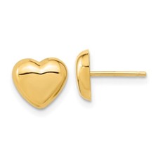 7.85mm 14K Yellow Gold Polished Heart Stud Post Earrings TH968