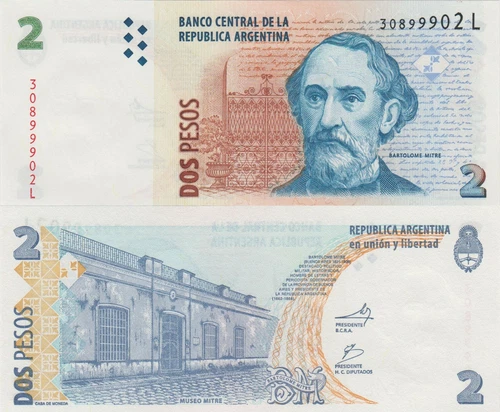 Argentina 2 Pesos (2012) - Mitre Museum/p352a.6 B405fg Series L UNC