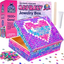 PURPLE LADYBUG DIY Sparkly Jewelry Box Kit with Gems – Easter Gifts for Kids, Bi