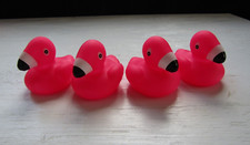 4 x Collectible Pink Flamingo Rubber Duck Toy Lot- Jeep Duck- Bath- w/ Squeaker