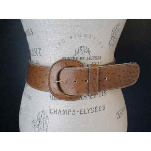 Vintage Anne Klein for Calderon Medium Brown Thick Textured Leather Belt Size M - Picture 1 of 8