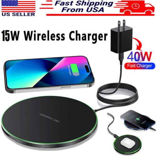 40W Wireless Charging Fast Charger Pad Mat For Samsung Galaxy S24 S23 S22 Ultra
