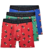 Polo Ralph Lauren Men's 3-Pack Boxer Briefs Holiday Bear Set Size M NWT