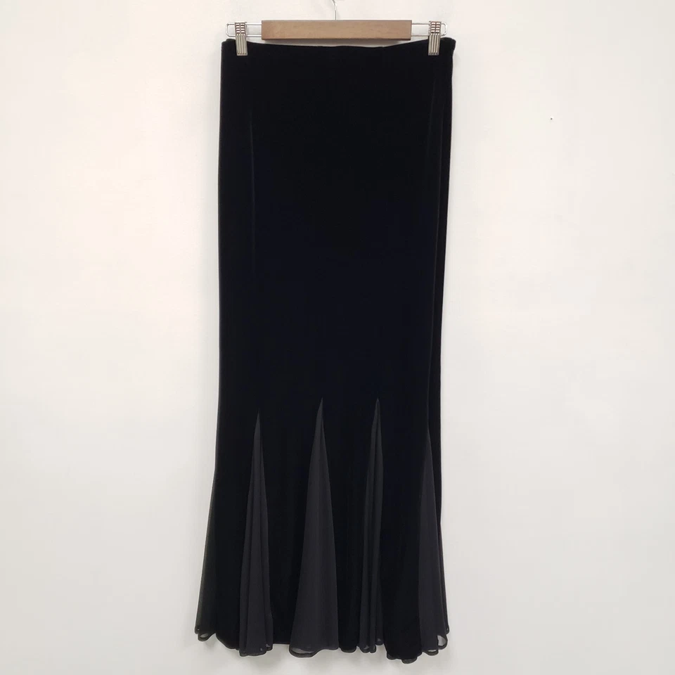Vintage MSK Womens Velvet Maxi Skirt Size M Black High Rise Witchy Whimsigoth - Image 3 of 4