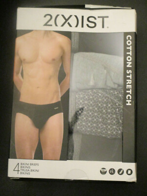 2(X)IST 4-PACK COTTON STRETCH BIKINI BRIEFS IN BLACK MULTI  SIZE SMALL  NEW