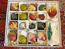 Lot 18 - Frontgate Large Glass Christmas Ornaments in Original Case (Box 2/5)