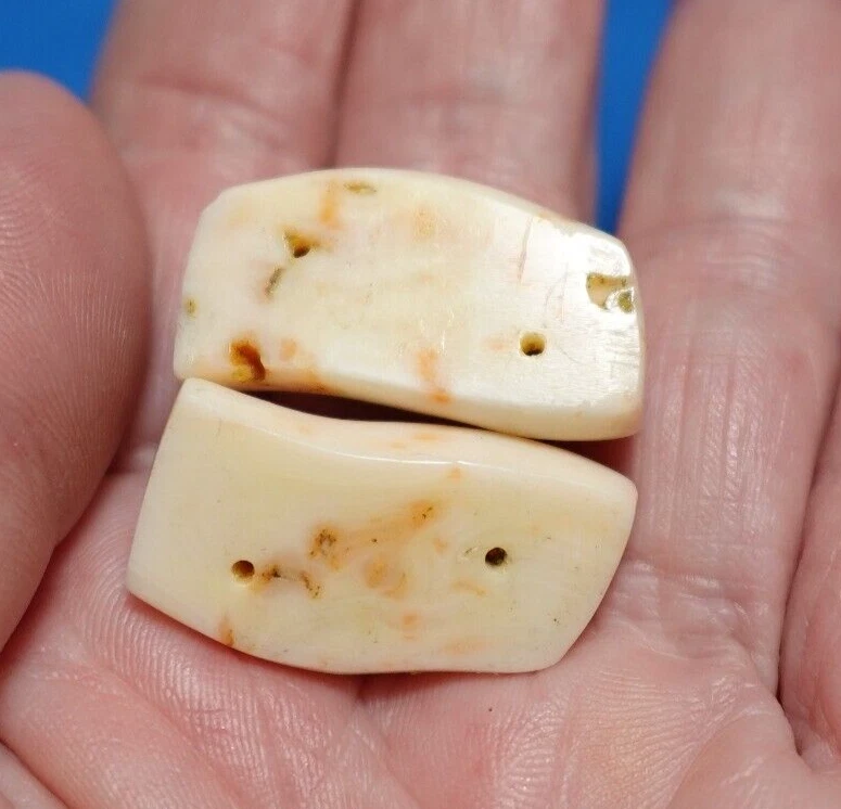 LOTE DE 2 CUENTAS GRANDES CORAL PIEL DE ÁNGEL VINTAGE 13,4 GRAMOS Foto 2 de 2