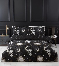 Tarot Schädel Mond Bettdecke Set Bettwäsche, Gothic Halloween Gothic, schwarz Single