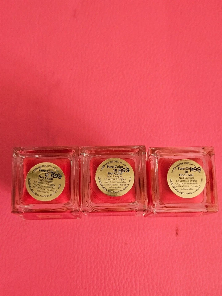 3 件雅诗兰黛纯彩色指甲漆 ~ 10 热珊瑚 ~ 旅行尺寸 5 毫升 ea~ 全新无标签 — 第 2/2 张图片