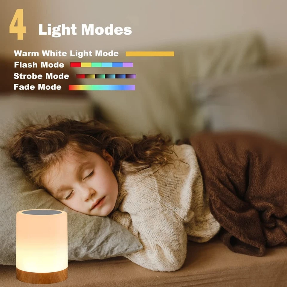 Night Light Touch Sensor Lamp Bedside Table Lamp for Kids Bedroom Rechargeabl... - Image 4 of 4