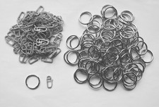 100 runde Gardinenringe + Haken in Edelstahl Optik für 16 + 20 mm Vorhangstange