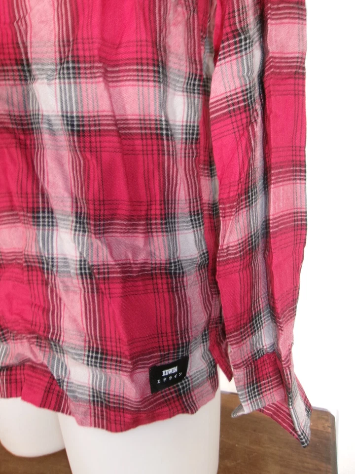 Chemise bucheron viscose carreaux rouge ecossais EDWIN garage shirt LS M/40 - Photo 2/4