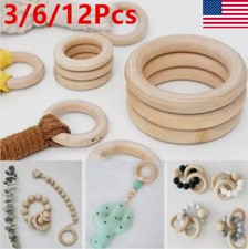 3-12Pcs Natural Wood DIY 50mm Wooden Beads Pendant Connectors Circles Rings Bead