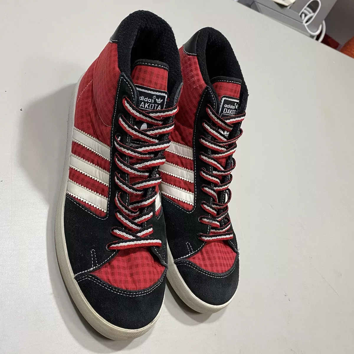 Adidas Suede Red Black Plaid Tops Mens Sz: 10.5 - G00203 | eBay