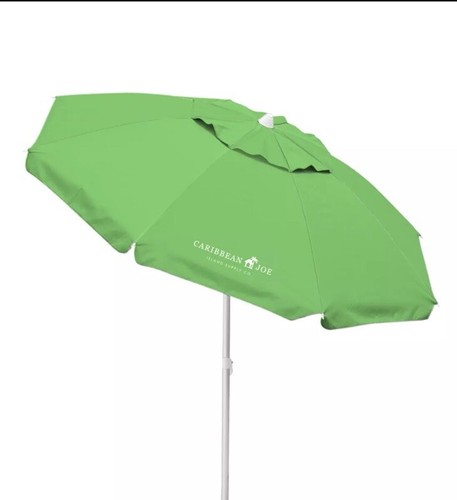 Caribbean Joe 7ft Tilting Double Canopy Beach Umbrella with Case New Teal Blue