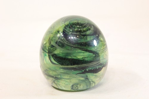 Irish Glass Paperweight Green Color Swirl Designs - Picture 3 of 12