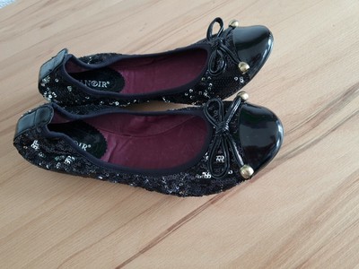 Design Leder Ballerinas Pailletten #Cafe Noir# Gr.39 schwarz NEU