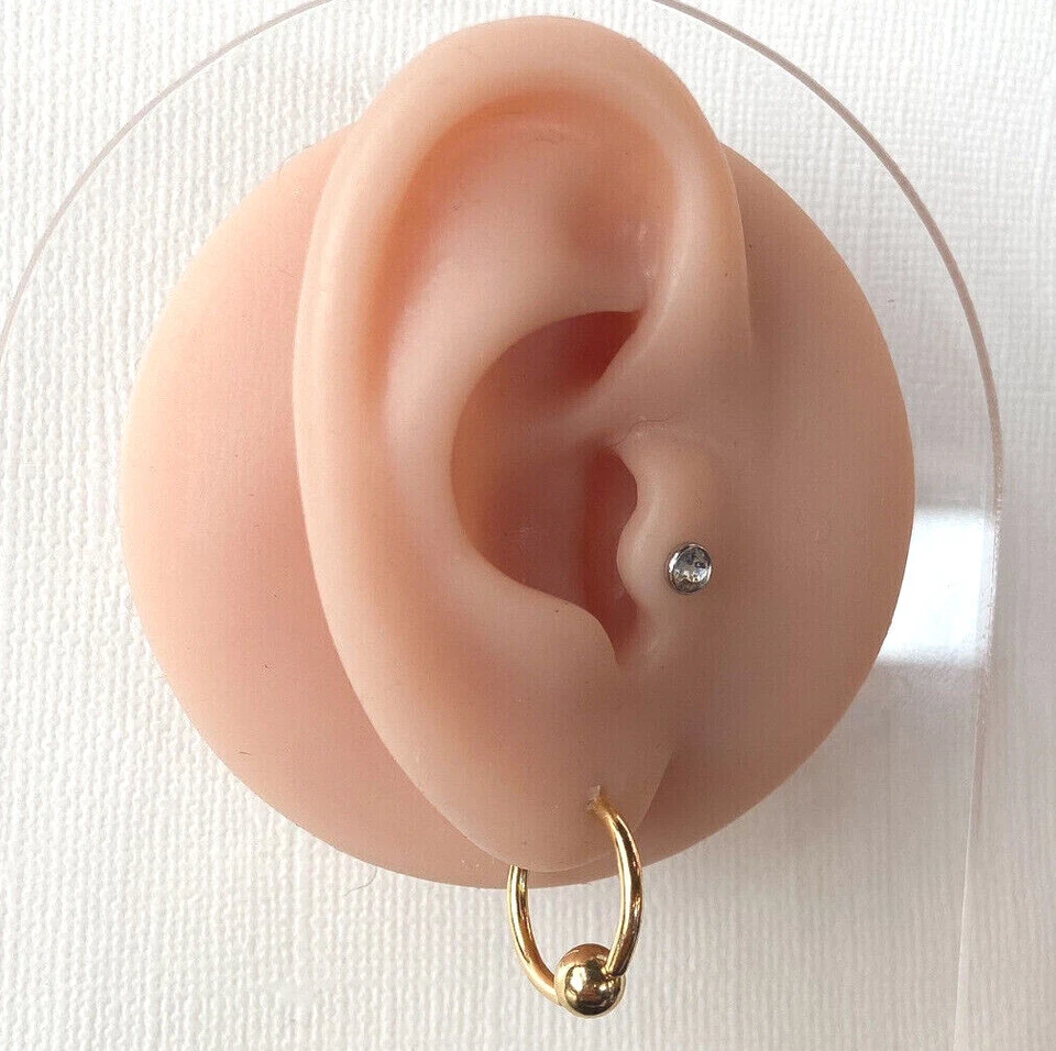 PAR de anillos de cuentas cautivas de oro para pezón, tabique, hélice, piercings Tragus de CBR Foto 3 de 4