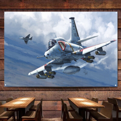 USMC A-4M Skyhawk Light Attack Aircraft Posters & Prints Flag Home Decor Banner