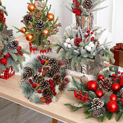 108PCS Christmas Wreath Making Decoration Artificial Pine Cone Berry Set Natural - Picture 5 of 10