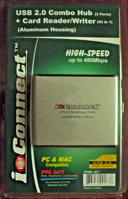 IdotConnect  USB 2.0 Combo 3 Port Hub Card Reader/Writer 43 in 1  model 1837
