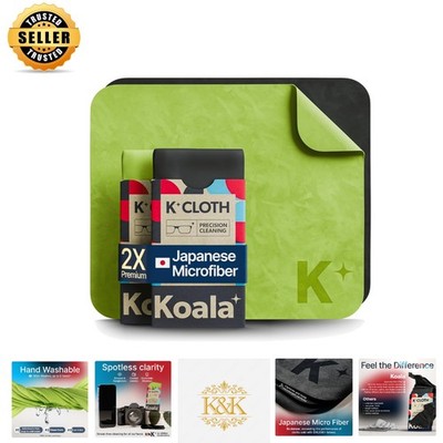 Koala Lens Cleaning Cloths | Japanese Microfiber Pack of 2 for Pristine Clarity