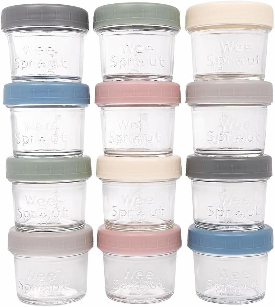 Glass Baby Food Storage Jars 4 Oz 12