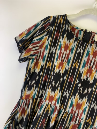 Mata Traders Serenade Dress Multicolored Pattern Black Short Sleeve Cotton Med - Picture 3 of 14