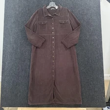 J Jill Corduroy Shirt Dress Womens Large Petite Button Front Long Sleeve Pockets