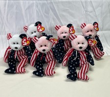 Lot of 6 TY Beanie Babies Spangle Bear 1999 w/ Tags Pink  White Faces