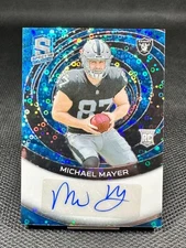2023 Spectra Football   MICHAEL MAYER  RC Auto Blue Neon /50