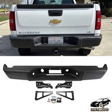 Black Rear Step Bumper Wo Sensor Hole For 07-13 Chevy Silverado Gmc Sierra 1500