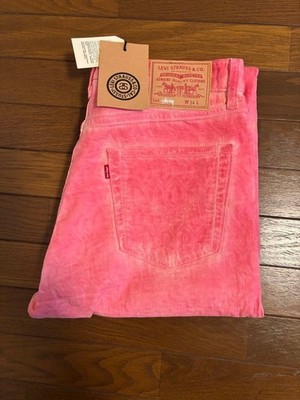 Levi's x Stussy Herren Denim Jeans Hose Pink Zipfly Größe 34 unbenutzt Deadstock