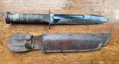 WW2 WESTERN CUTLERY Boulder Colo. USA Military Survival Bowie Knife w/ Sheath