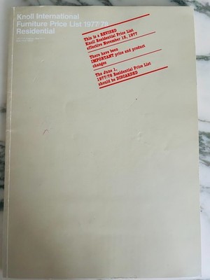 Rare 1977/1978 Knoll International Residential Price List