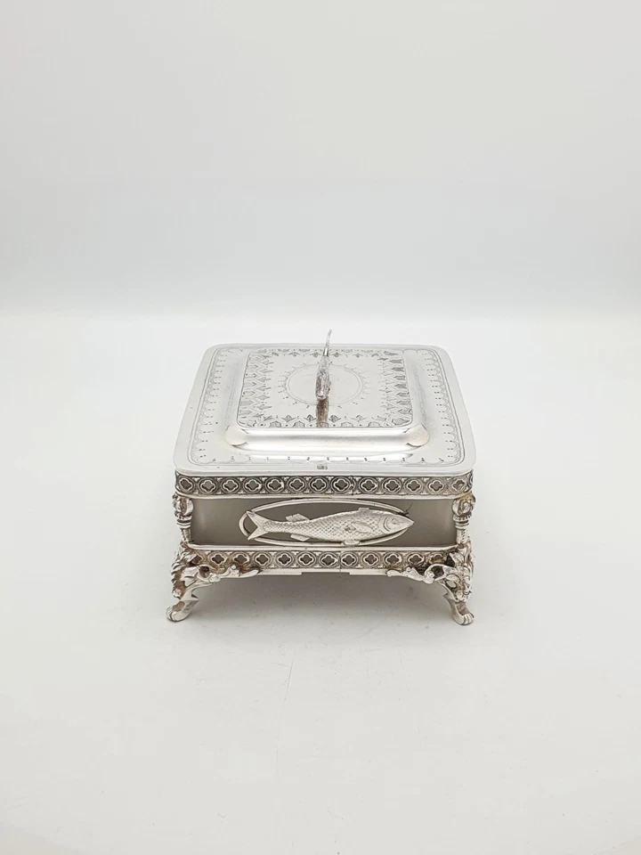 Antiguo plato de sardina eduardiano de plata de Walker and Hall - alrededor de 1905 Foto 3 de 4