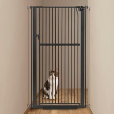 59" Extra Tall Pet Gate - Durable Metal Cat and Dog Gate With Double Safety L...