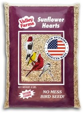 Valley Farms Whole Sunflower Hearts for Birds, Girasol 4 Pound Pack of 1 